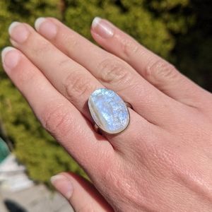 Moonstone silver ring, size 6.5-7